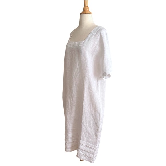HARIS COTTON White Linen Shift Dress Relaxed Fit Beachy Coastal Size Small - Picture 5 of 12